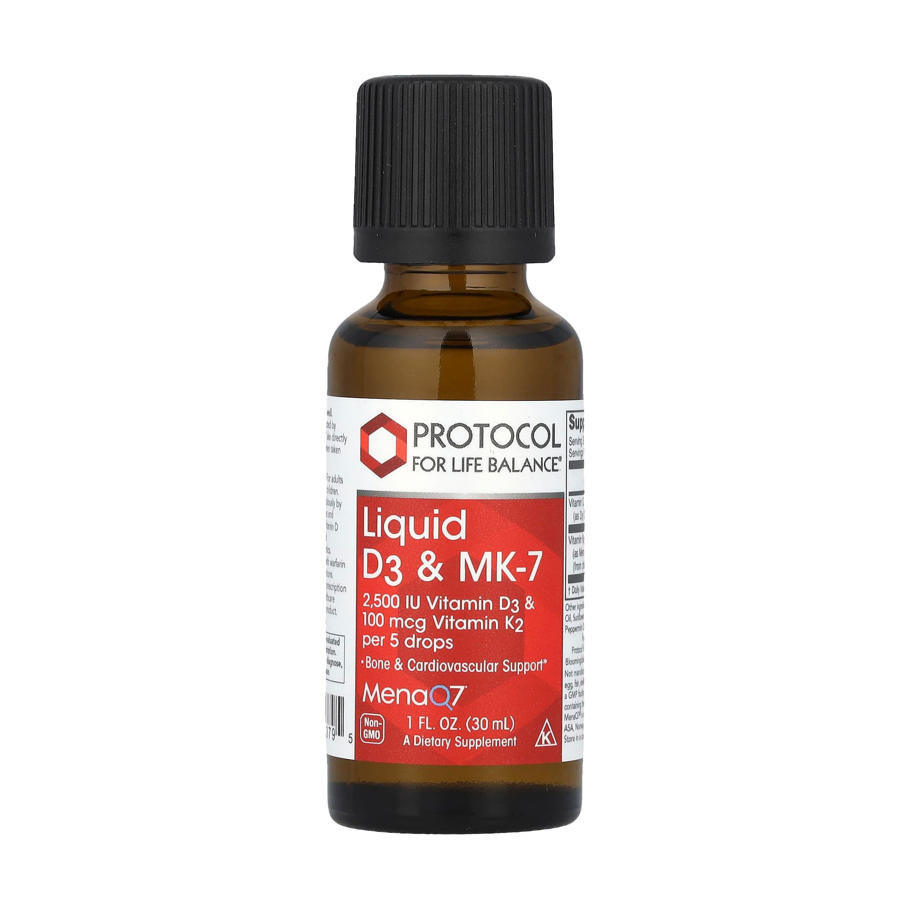 Вітаміни Д3 та К-2 (МК-7) Protocol For Life Balance Liquid D3 &amp; MK-7, 2500 МО/100 мкг, в краплях, 30 мл